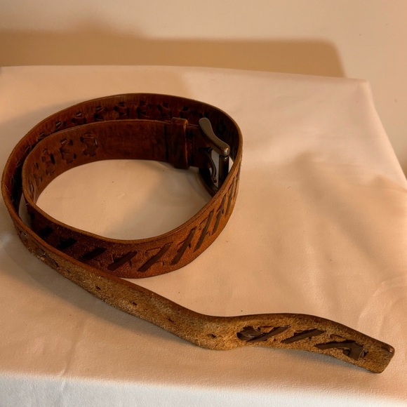 FOSSIL Belt Patterned Leather Vintage Western Bohemian Style - Picture 6 of 6